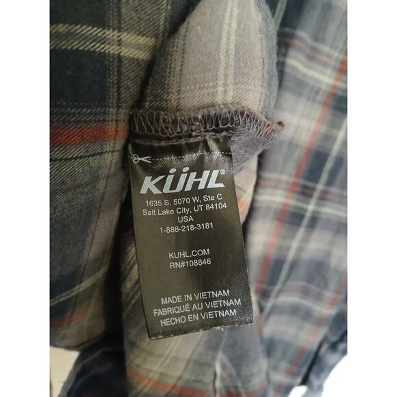 Kuhl Fugitive Shirt Men's 2XL Flannel Gray Red Plaid Button Up Long Sleeve 7202 - Picture 10 of 13
